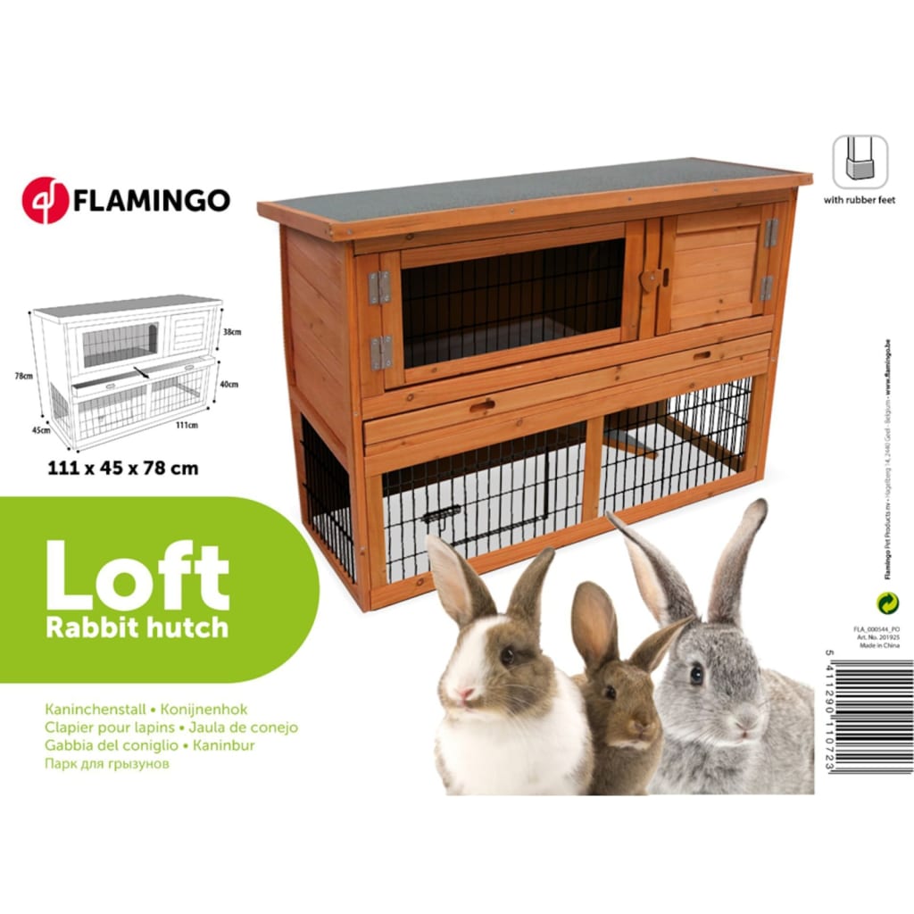 FLAMINGO Klatka dla królika Loft, 111 x 45 x 78 cm, brązowa