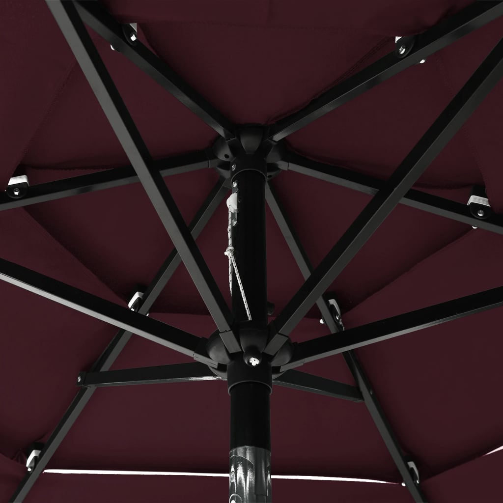 vidaXL 3-poziomowy parasol na aluminiowym słupku, bordowy, 2 m