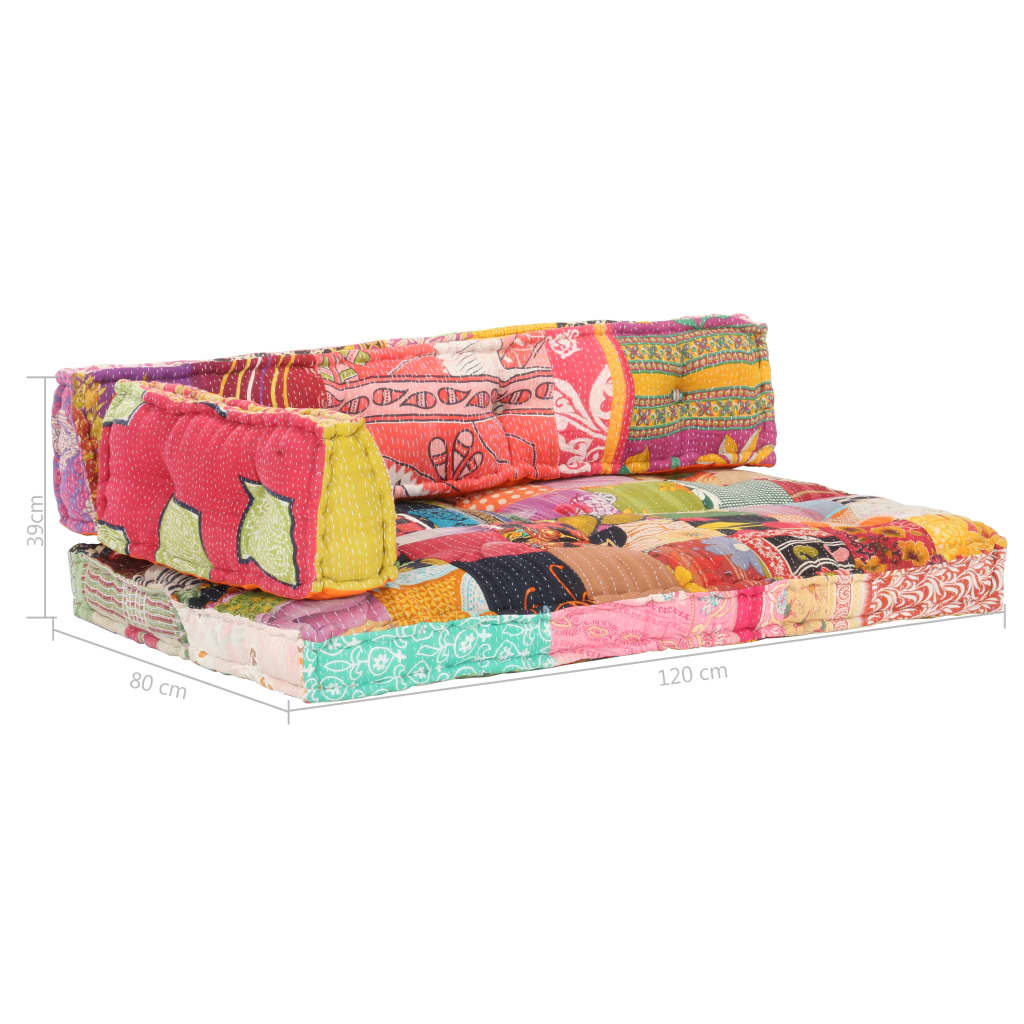 vidaXL Sofa z poduszek na paletę, tkanina, wielokolorowy patchwork