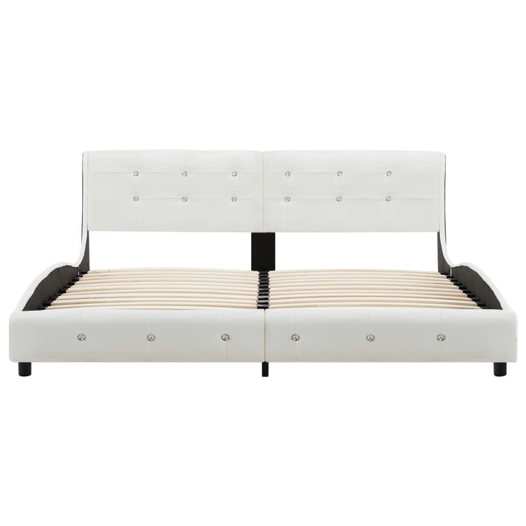 vidaXL Rama łóżka, biała, sztuczna skóra, 180 x 200 cm
