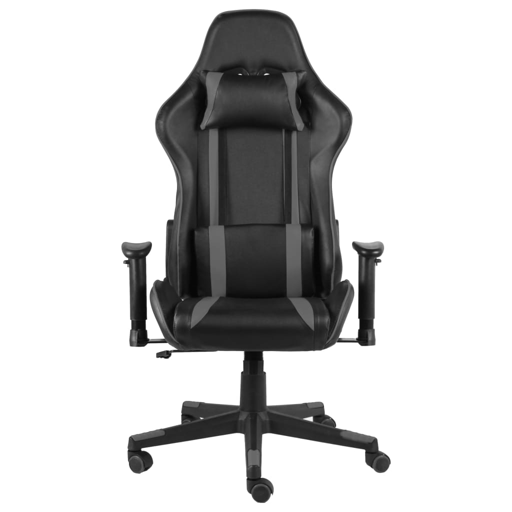 vidaXL Obrotowy fotel gamingowy, szary, PVC