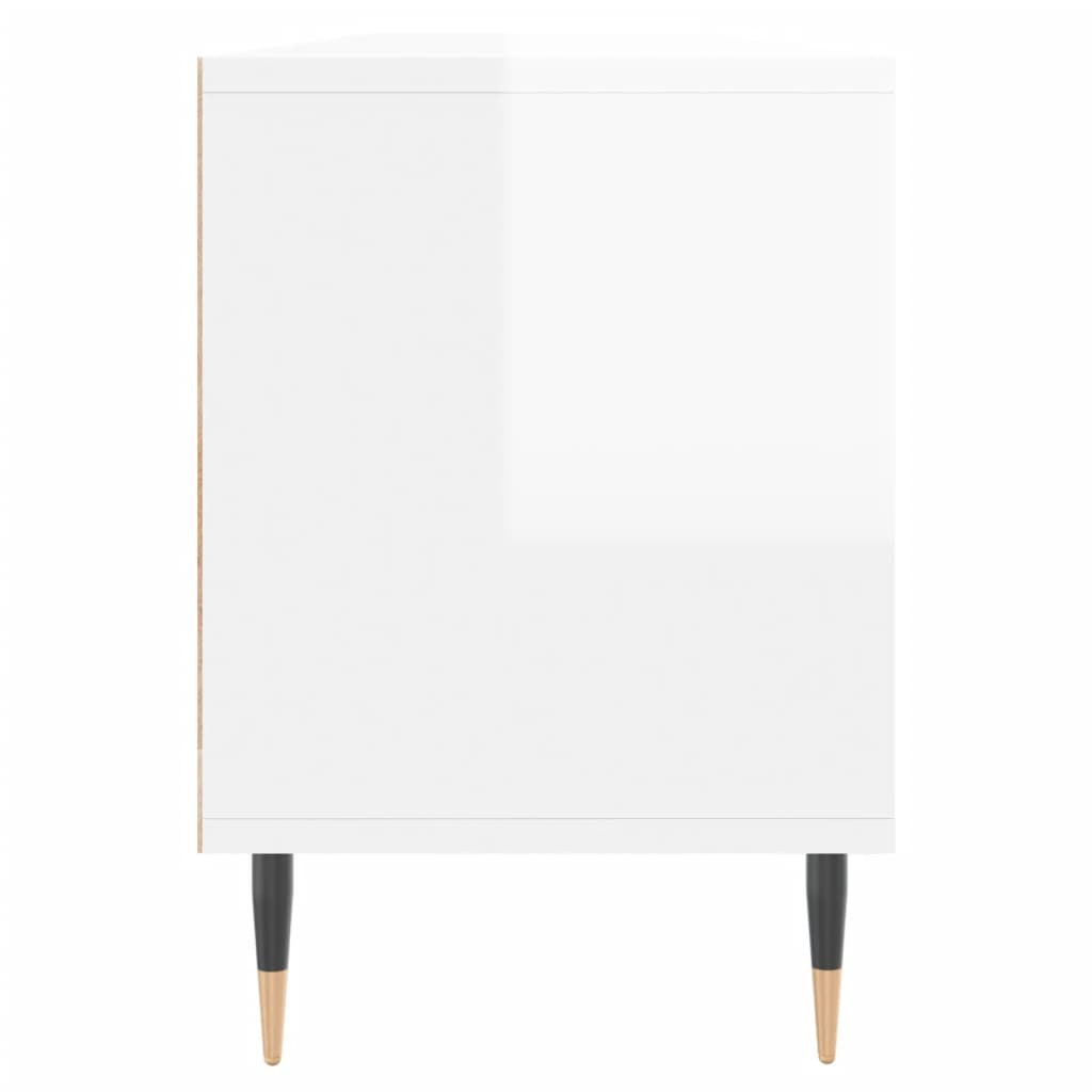 vidaXL Szafka pod TV, wysoki połysk, biała, 150x30x44,5 cm