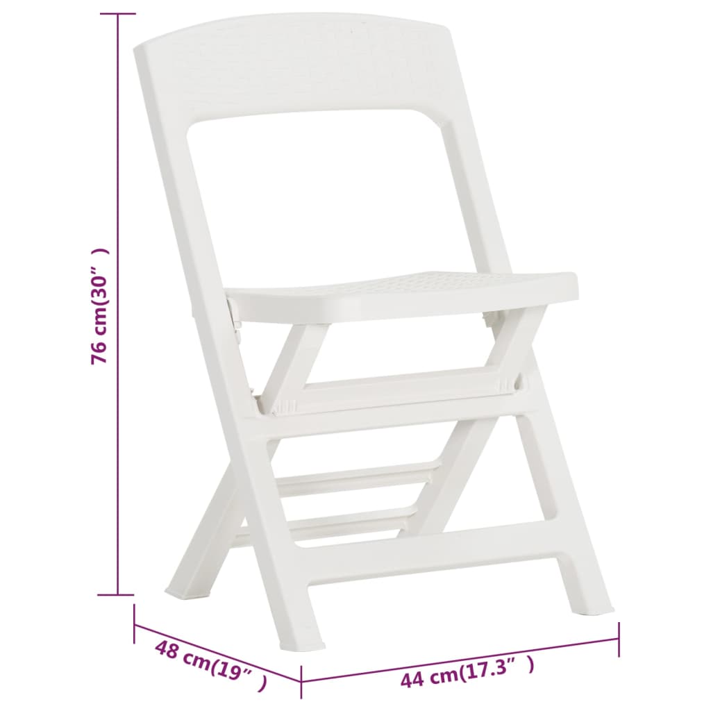 vidaXL Składane krzesła ogrodowe, 4 szt., PP, białe