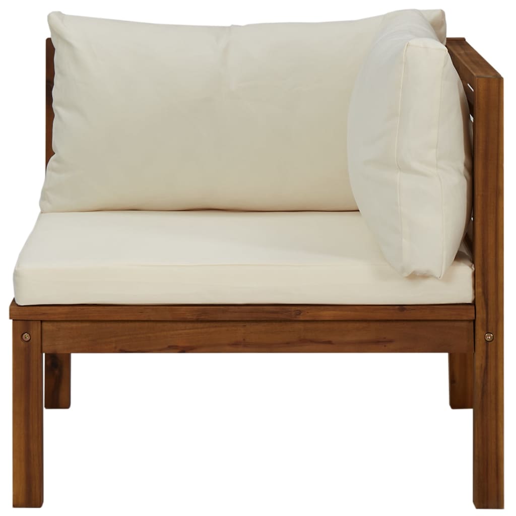 vidaXL Moduł sofy narożnej z kremową poduszką, drewno akacjowe