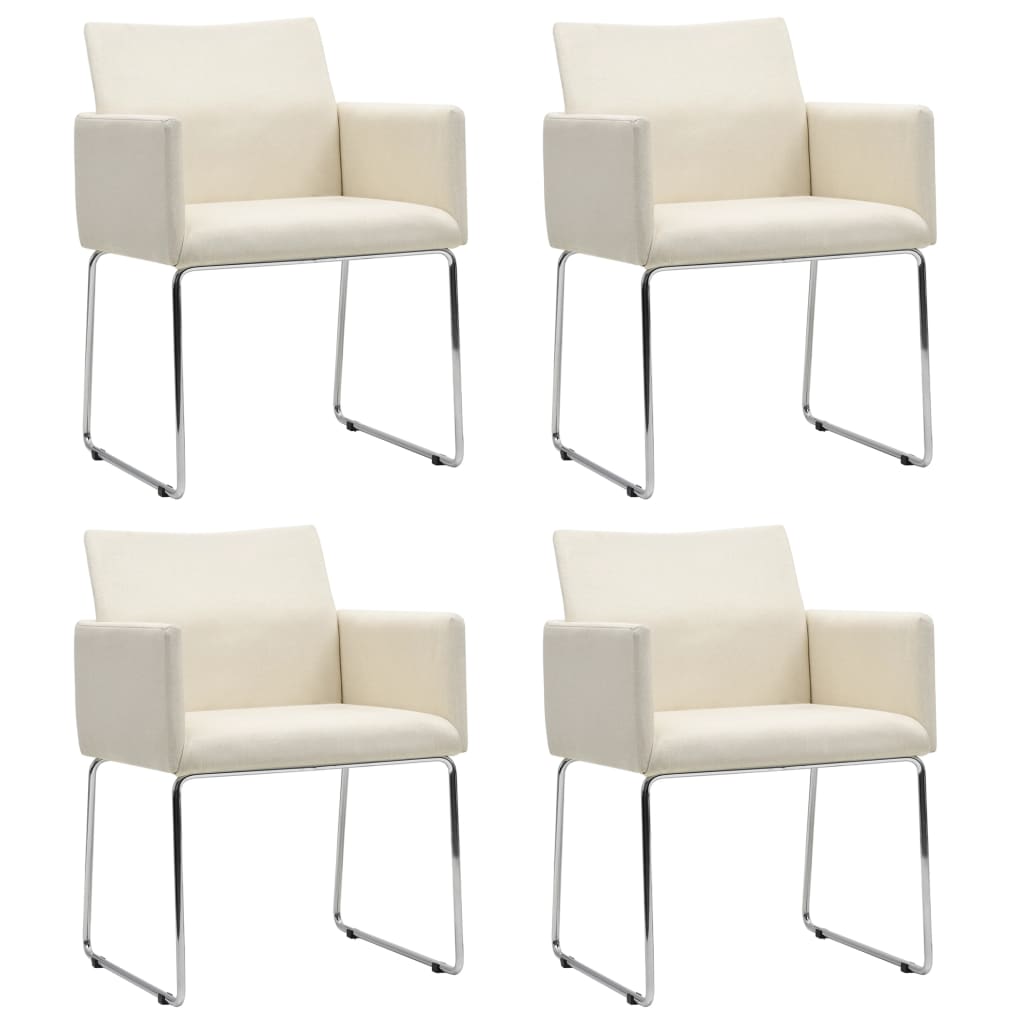 vidaXL Krzesła stołowe, 4 szt., stylizowane na lniane, białe, tkanina