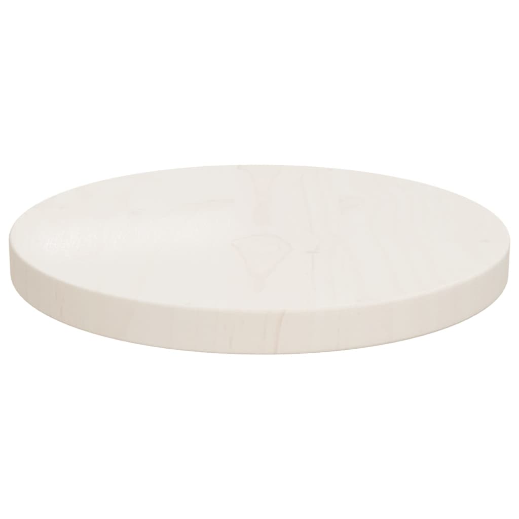 vidaXL Blat stołu, biały, Ø30x2,5 cm, lite drewno sosnowe