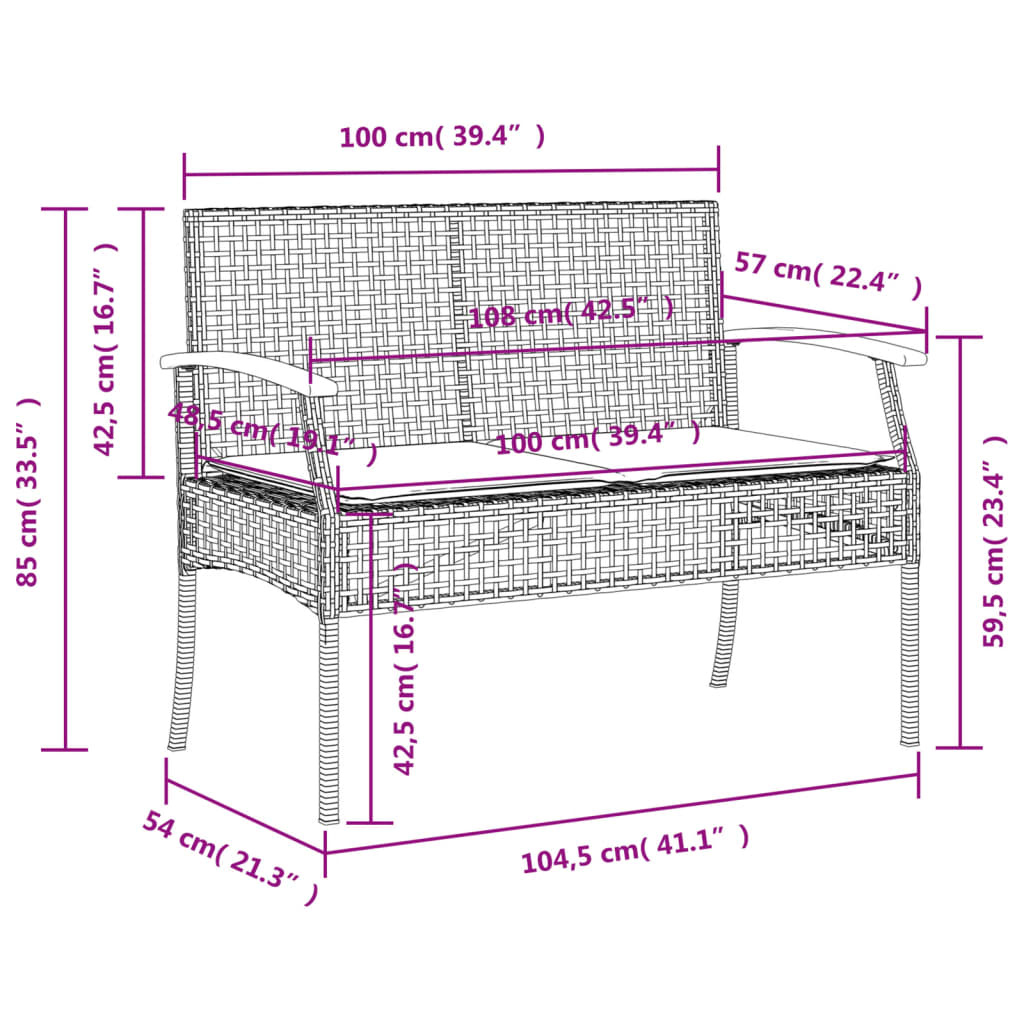 vidaXL 4-częściowy zestaw mebli ogrodowych z poduszkami, polirattan