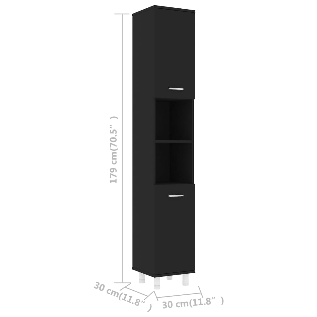 vidaXL 4-częściowy zestaw mebli łazienkowych, czarny, płyta wiórowa