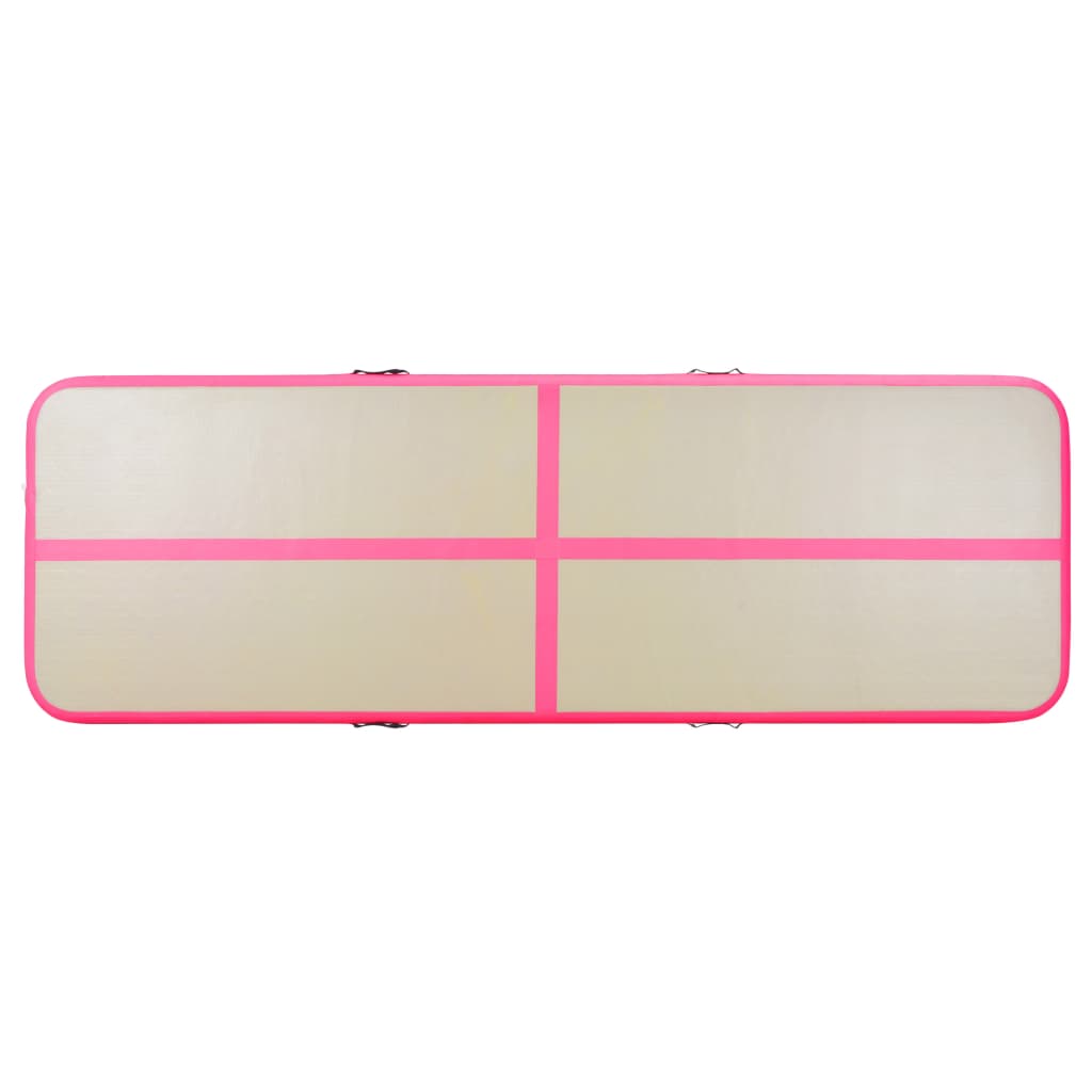 vidaXL Mata gimnastyczna z pompką, 800x100x10 cm, PVC, różowa