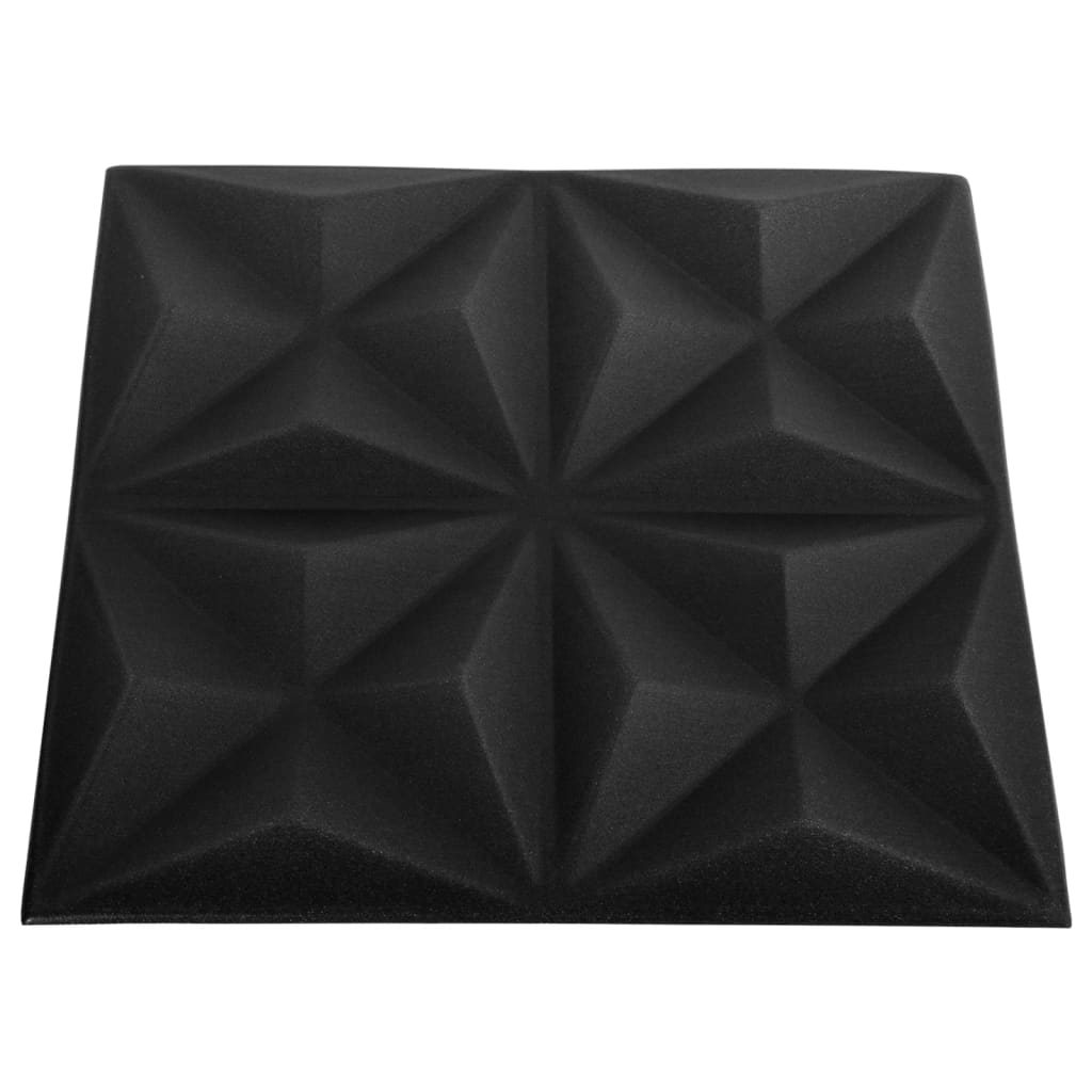 vidaXL Panele ścienne 3D, 24 szt., 50x50 cm, czerń origami, 6 m²