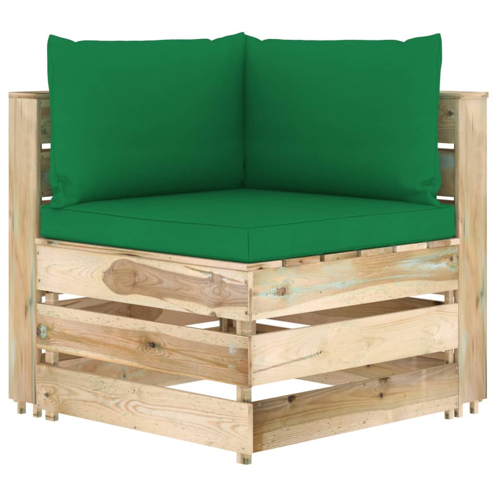 vidaXL Ogrodowa sofa 4-os z poduszkami, impregnowane na zielono drewno