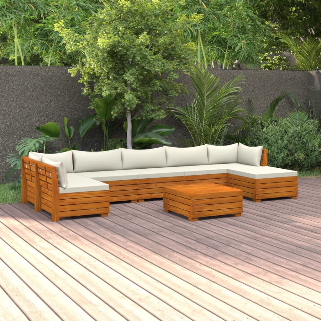 vidaXL 8-cz. zestaw wypoczynkowy do ogrodu, z poduszkami, lita akacja