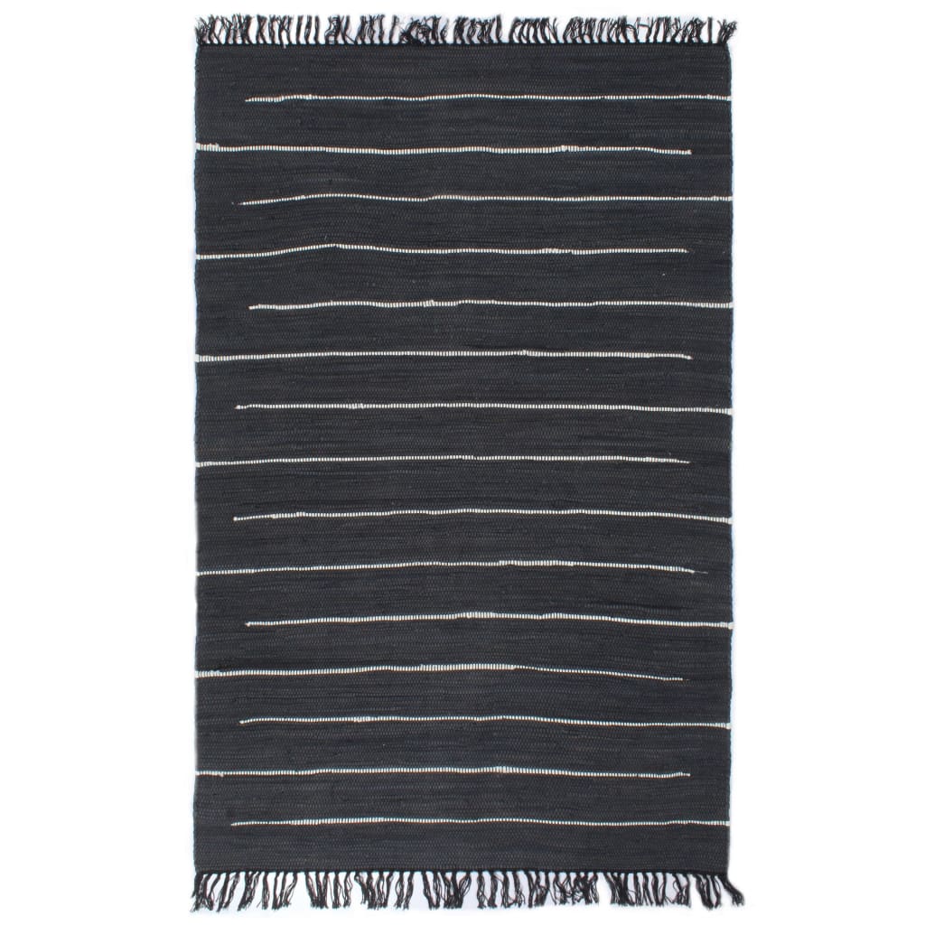 vidaXL Ręcznie tkany dywanik Chindi, bawełna, 160x230 cm, antracytowy