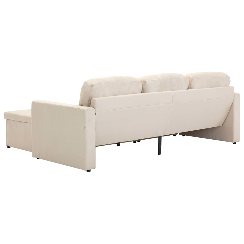 vidaXL 3-osobowa, rozkładana sofa modułowa, kremowa, tkanina