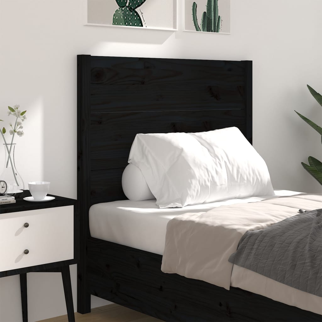 vidaXL Wezgłowie łóżka, czarne, 81x4x100 cm, lite drewno sosnowe