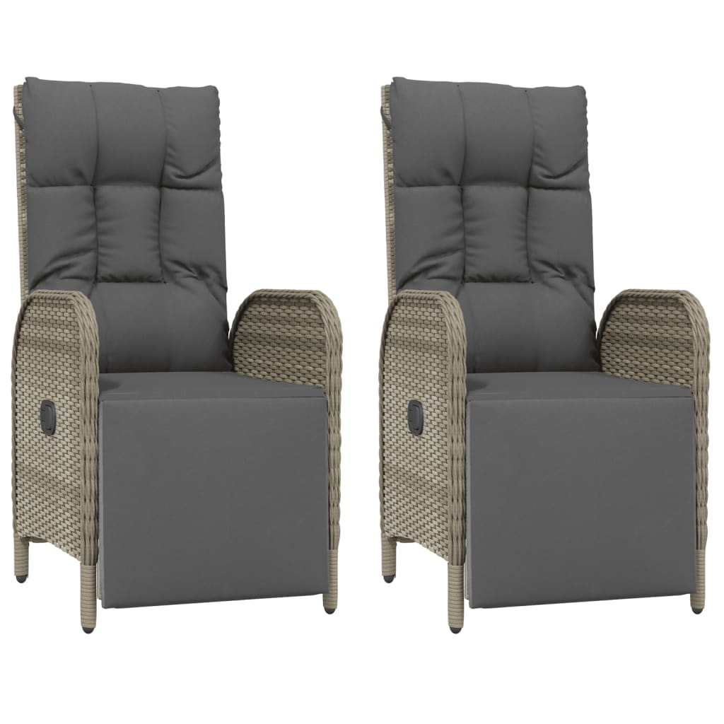 vidaXL Rozkładane krzesła ogrodowe z poduszkami, 2 szt., polirattan