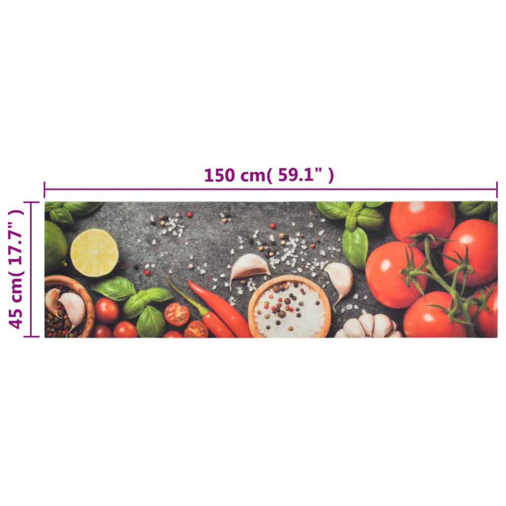 vidaXL Dywanik kuchenny, wzór w warzywa, 45x150 cm, aksamit