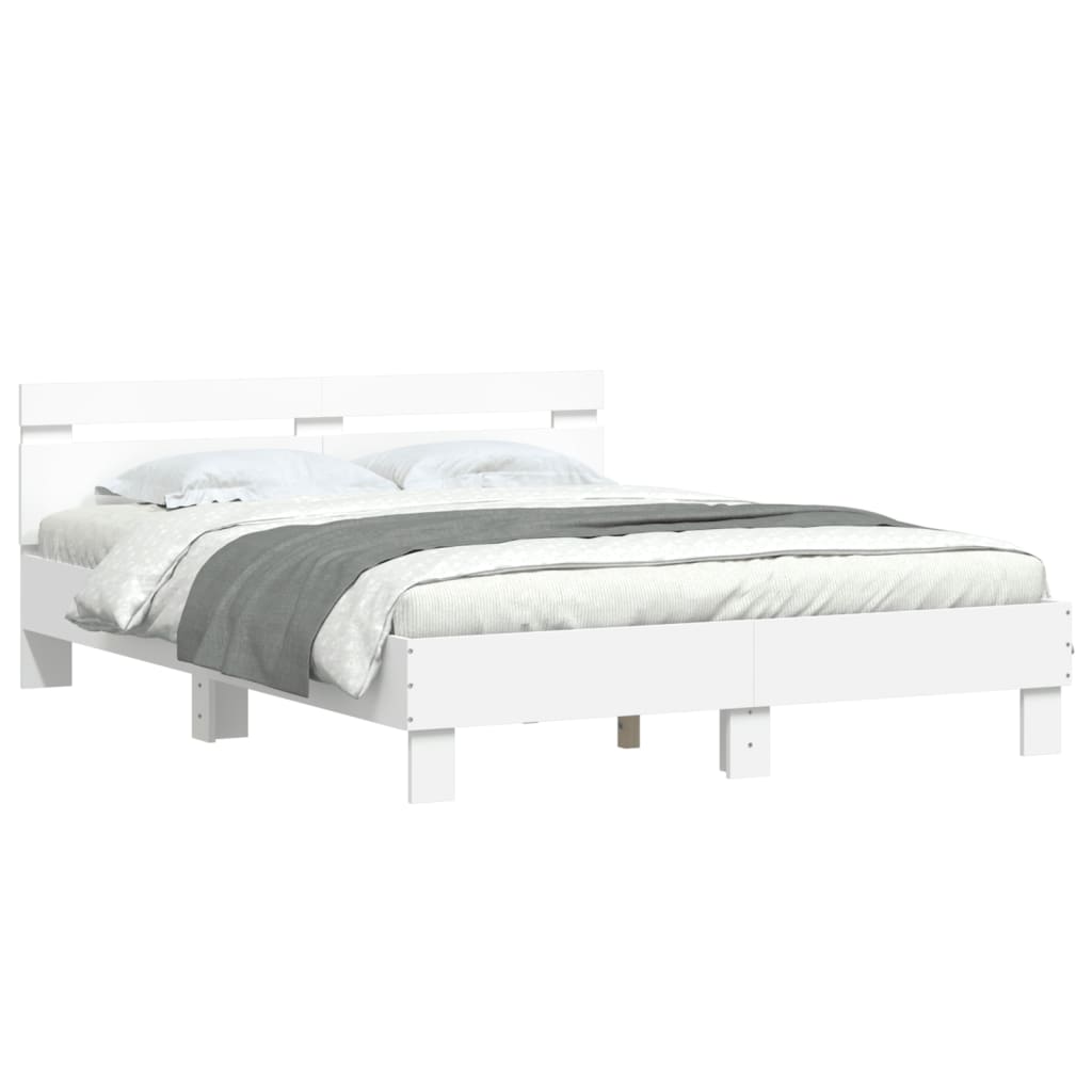 vidaXL Rama łóżka z wezgłowiem, biała, 150x200 cm