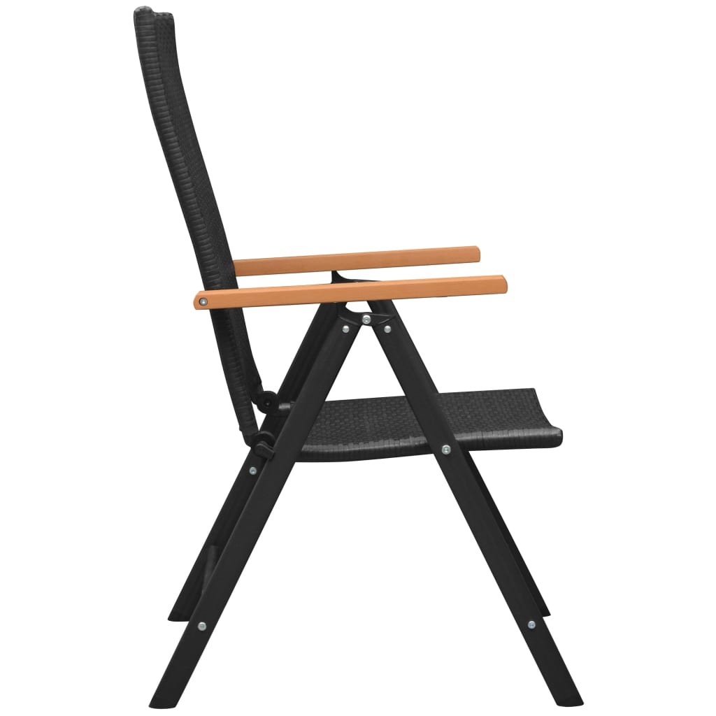 vidaXL Sztaplowane krzesła ogrodowe, 2 szt., polirattan, czarne