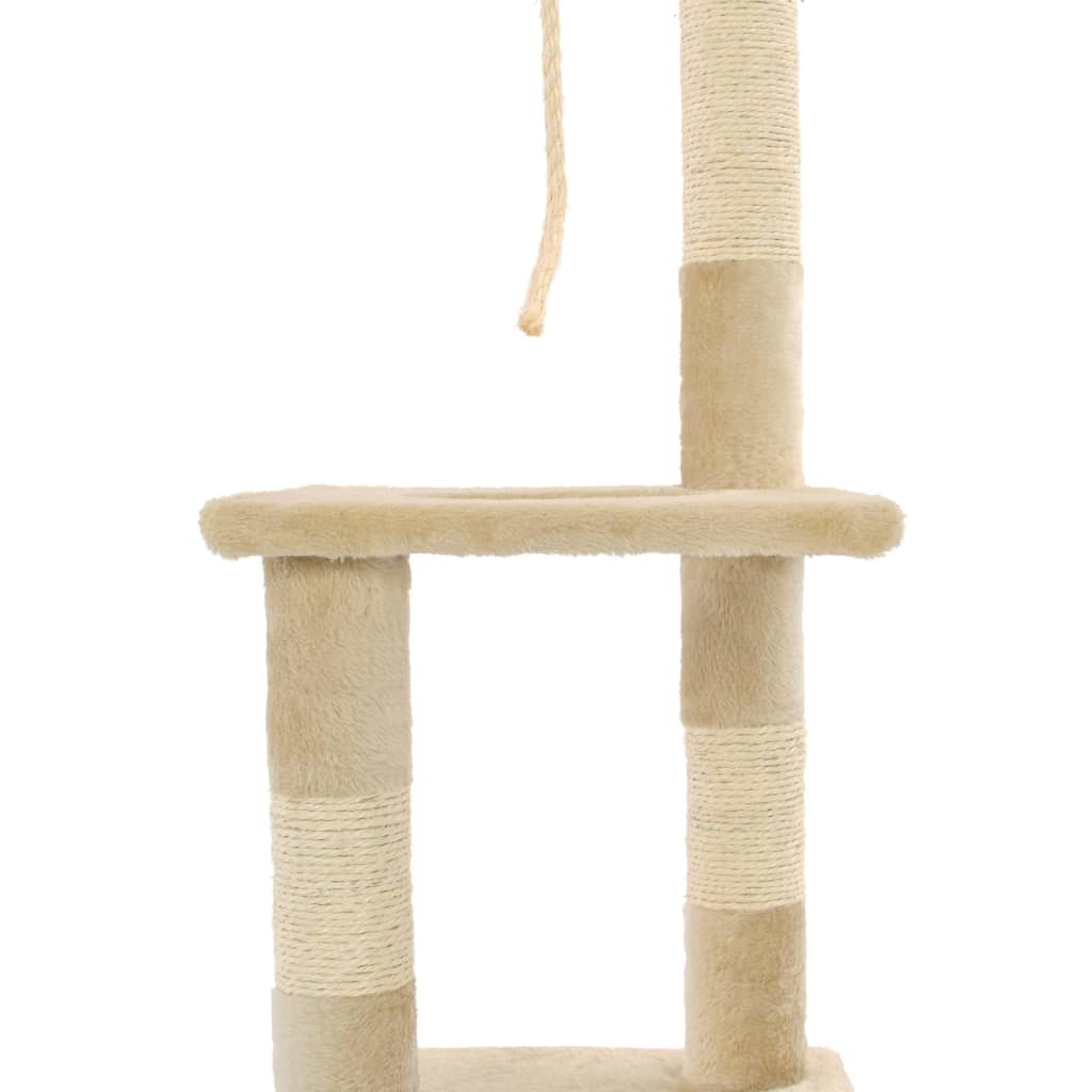 vidaXL Drapak dla kota ze słupkami sizalowymi, 109 cm, beżowy