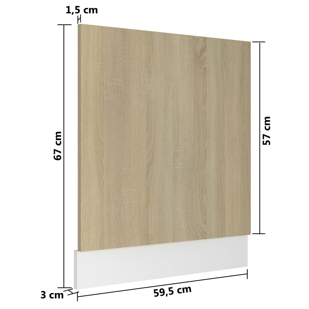vidaXL Panel do zabudowy zmywarki, kolor dąb sonoma, 59,5x3x67 cm