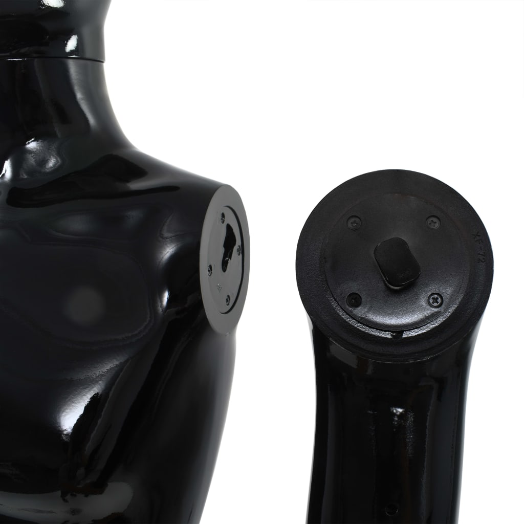vidaXL Manekin męski ze szklaną podstawą, czarny, błyszczący, 185 cm