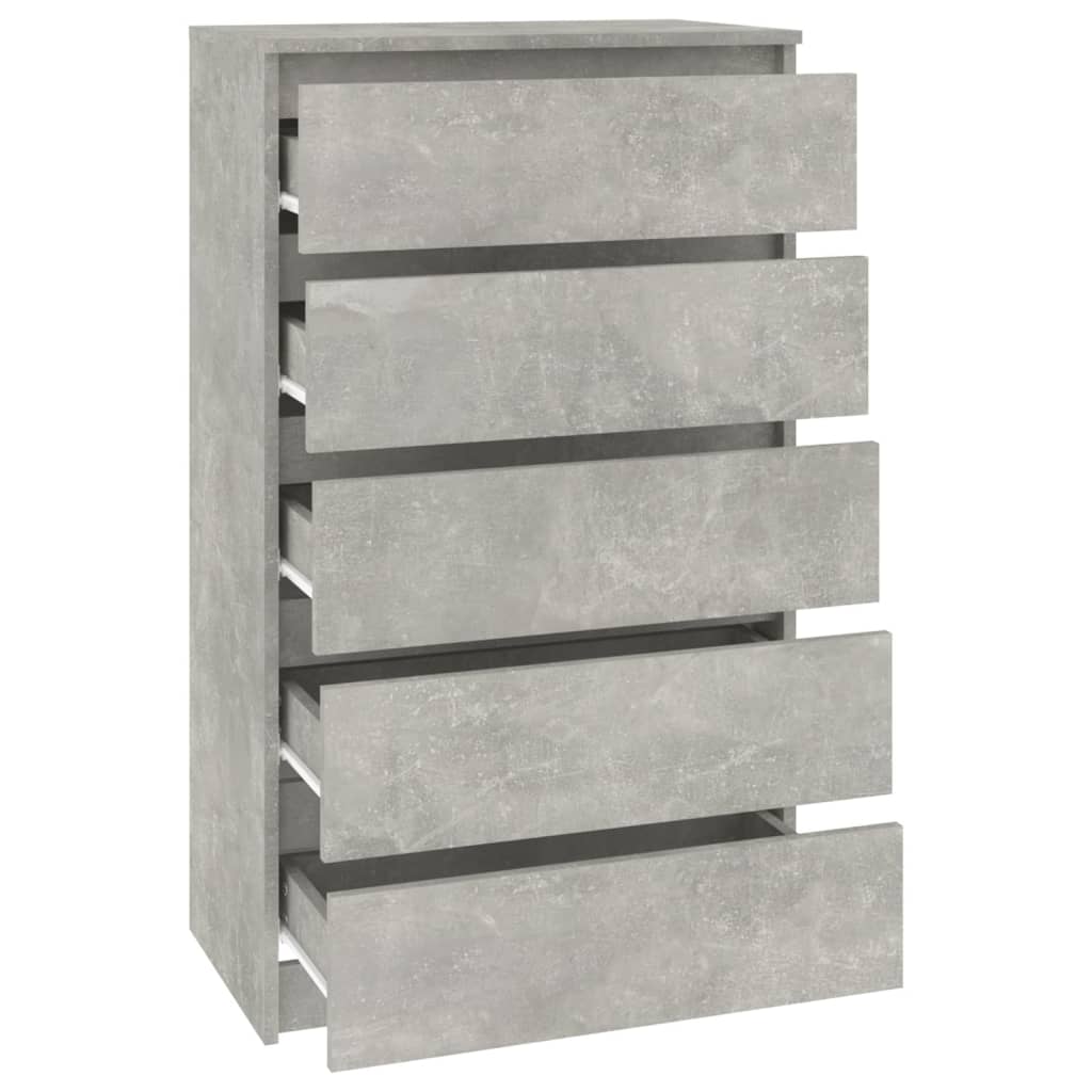 vidaXL Komoda, szarość betonu, 60x36x103 cm, materiał drewnopochodny
