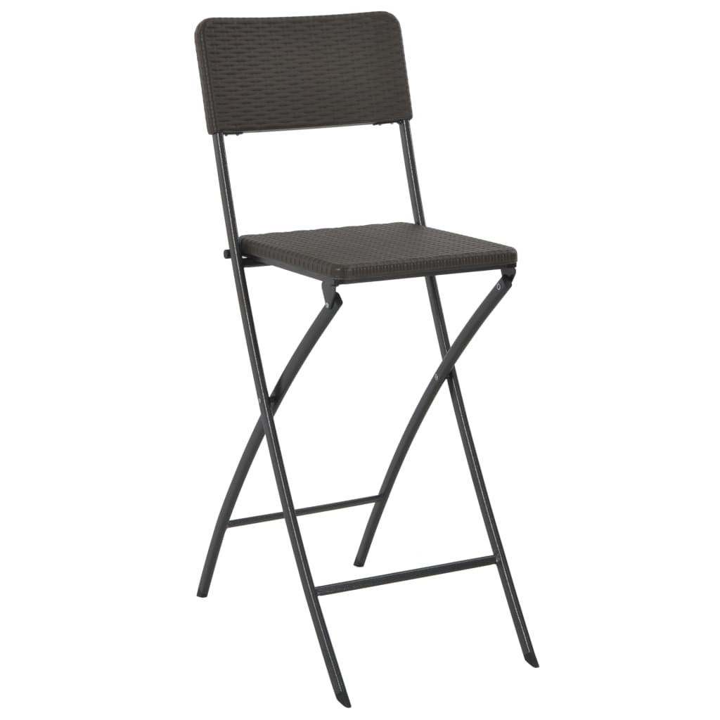 vidaXL Składane krzesła, 2 szt. HDPE i stal, brązowe, rattanowy wygląd