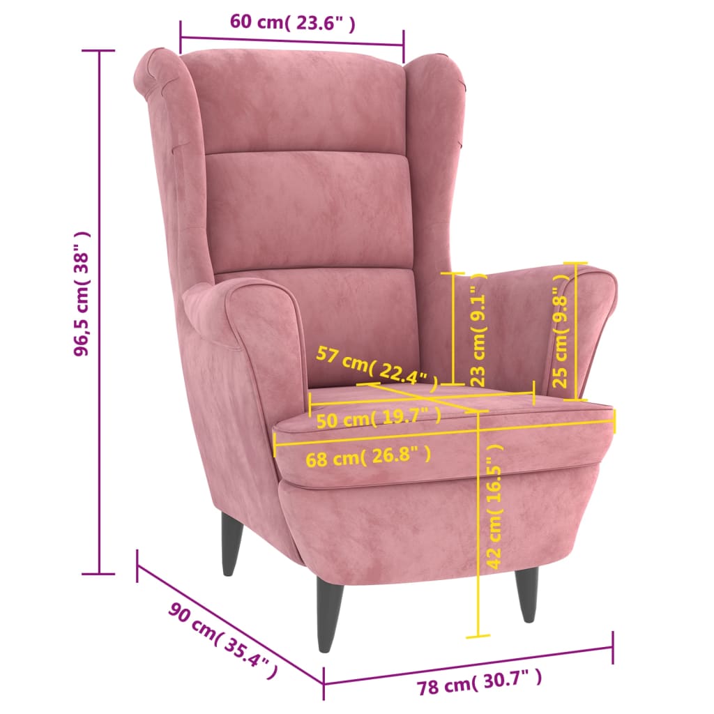 vidaXL Fotel różowy, aksamitny