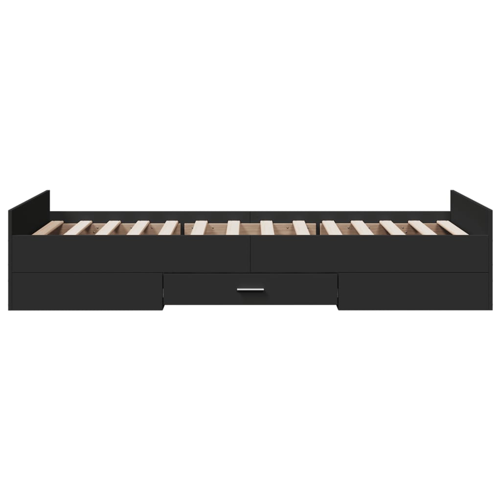 vidaXL Rama łóżka z szufladami, czarna, 100x200 cm
