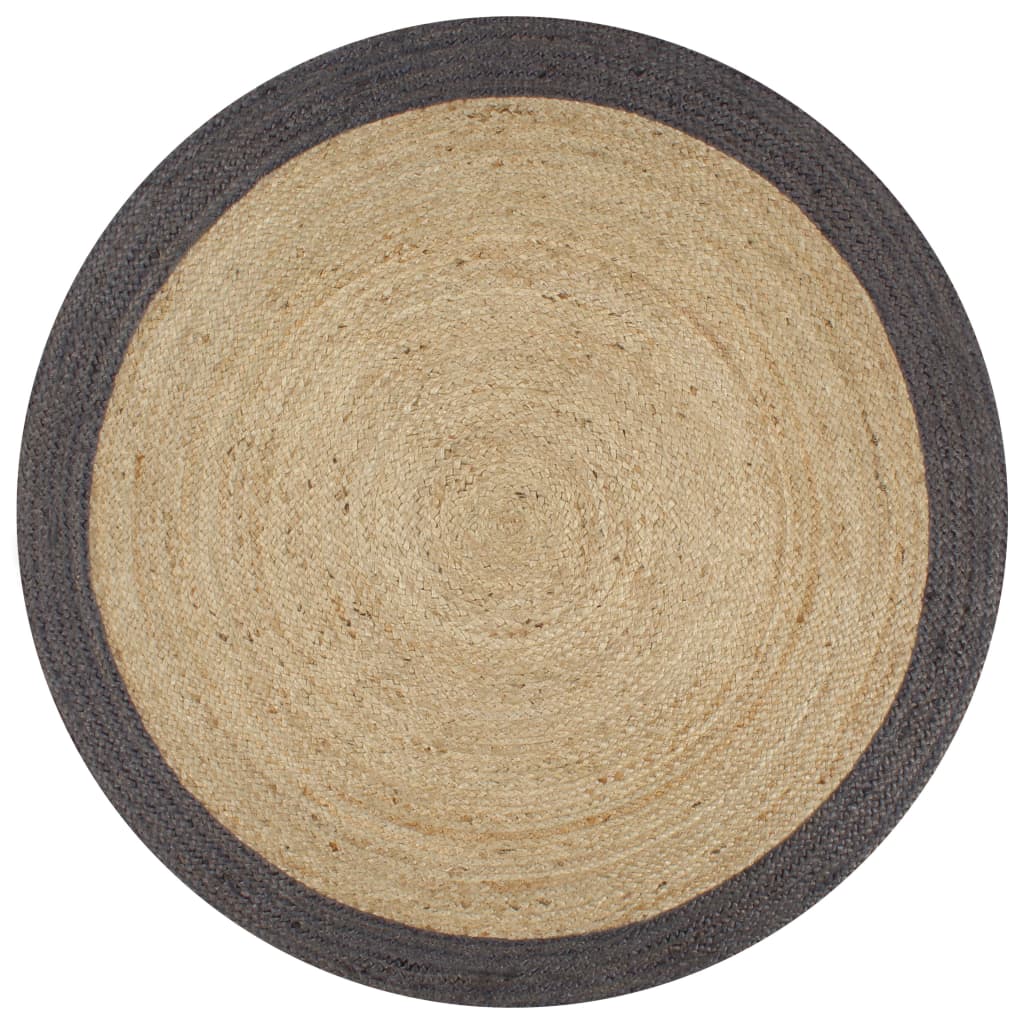 vidaXL Ręcznie wykonany dywanik, juta, ciemnoszara krawędź, 90 cm