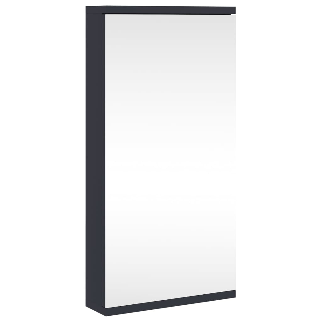 vidaXL Narożna szafka łazienkowa z lustrem, szara, 30x24x60 cm