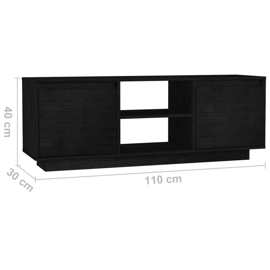 vidaXL Szafka pod telewizor, czarna, 110x30x40 cm, drewno sosnowe