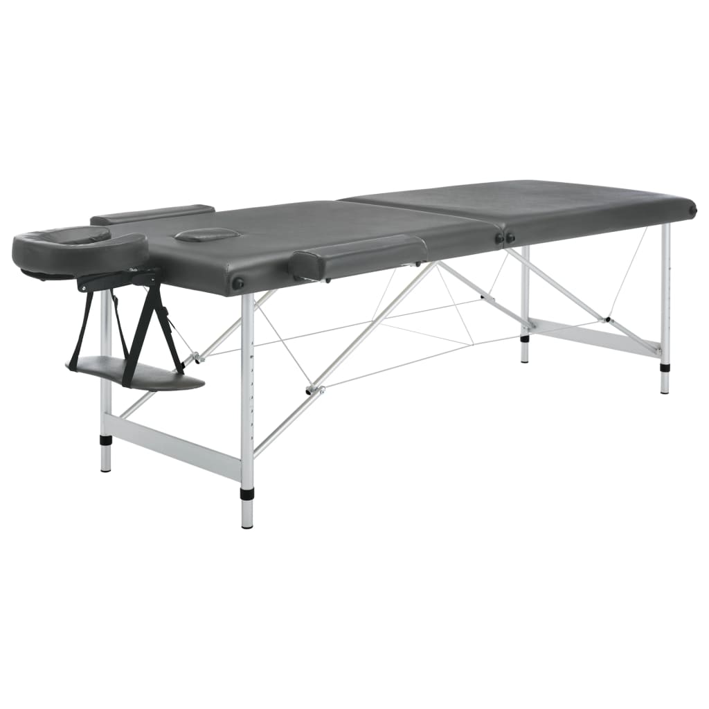 vidaXL Stół do masażu, 2-strefowy, aluminiowa rama, antracyt 186x68 cm