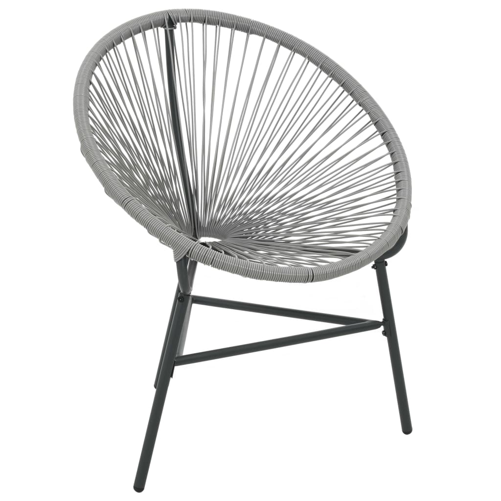 vidaXL Owalne krzesło ogrodowe, polirattan, szare