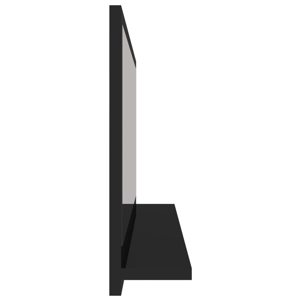 vidaXL Lustro łazienkowe, czarne, wysoki połysk, 80x10,5x37 cm, płyta