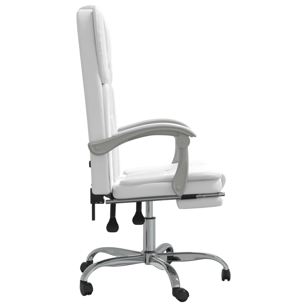 vidaXL Rozkładany fotel biurowy, biały, sztuczna skóra