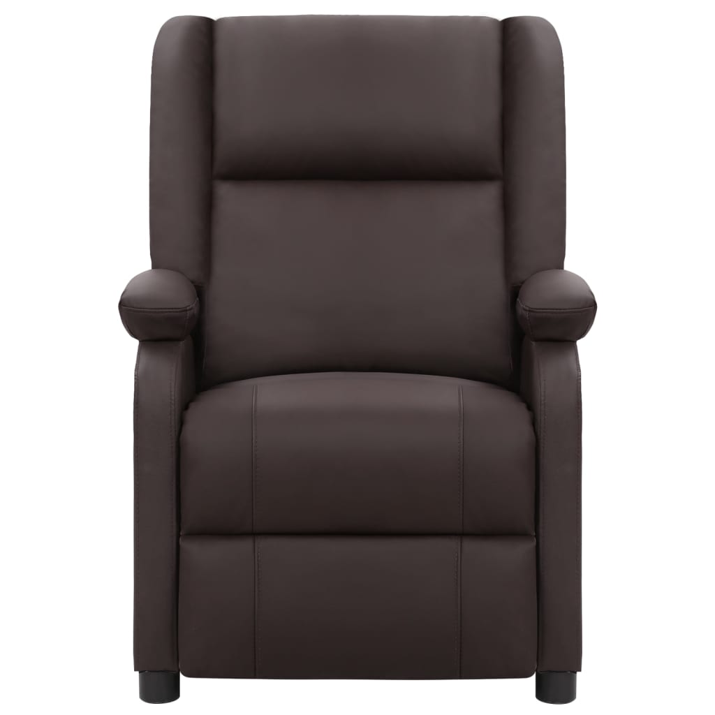 vidaXL Fotel masujący, brązowy, skóra naturalna