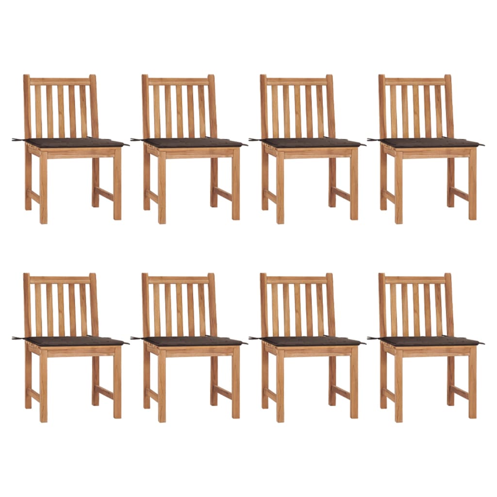vidaXL Krzesła ogrodowe z poduszkami, 8 szt., lite drewno tekowe