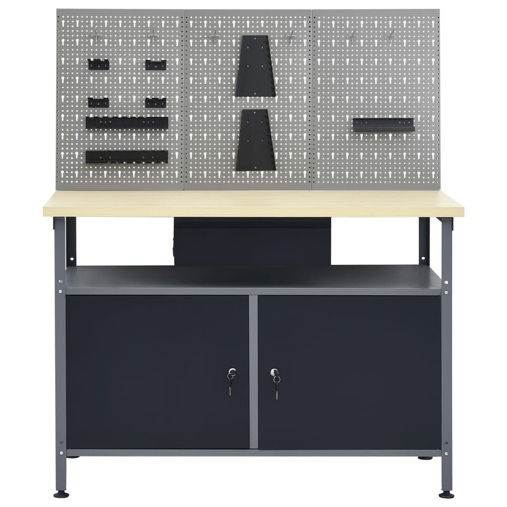 vidaXL Stół roboczy z trzema panelami ściennymi