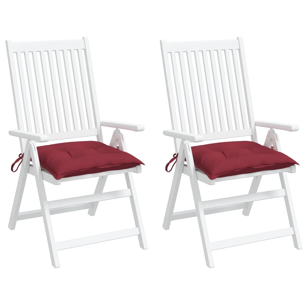 vidaXL Poduszki na krzesła 2 szt., winna czerwień, 50x50x7 cm, tkanina