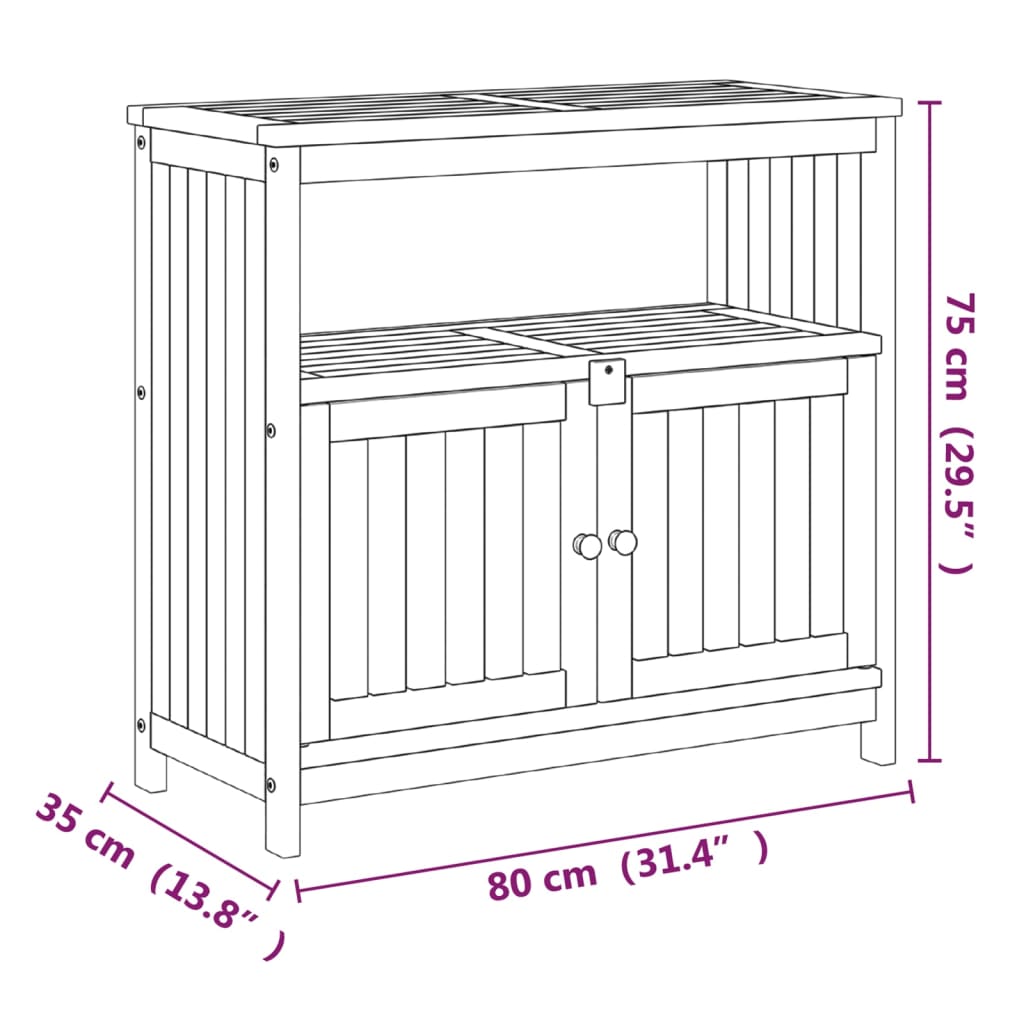 vidaXL Ogrodowy stolik konsolowy, 80x35x75 cm, lite drewno akacjowe