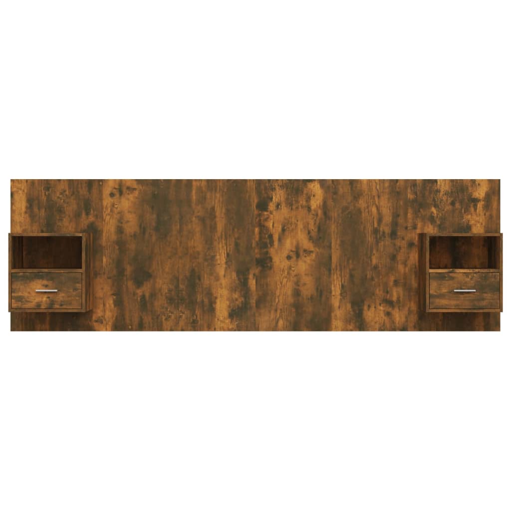 vidaXL Wezgłowie z szafkami, przydymiony dąb, materiał drewnopochodny