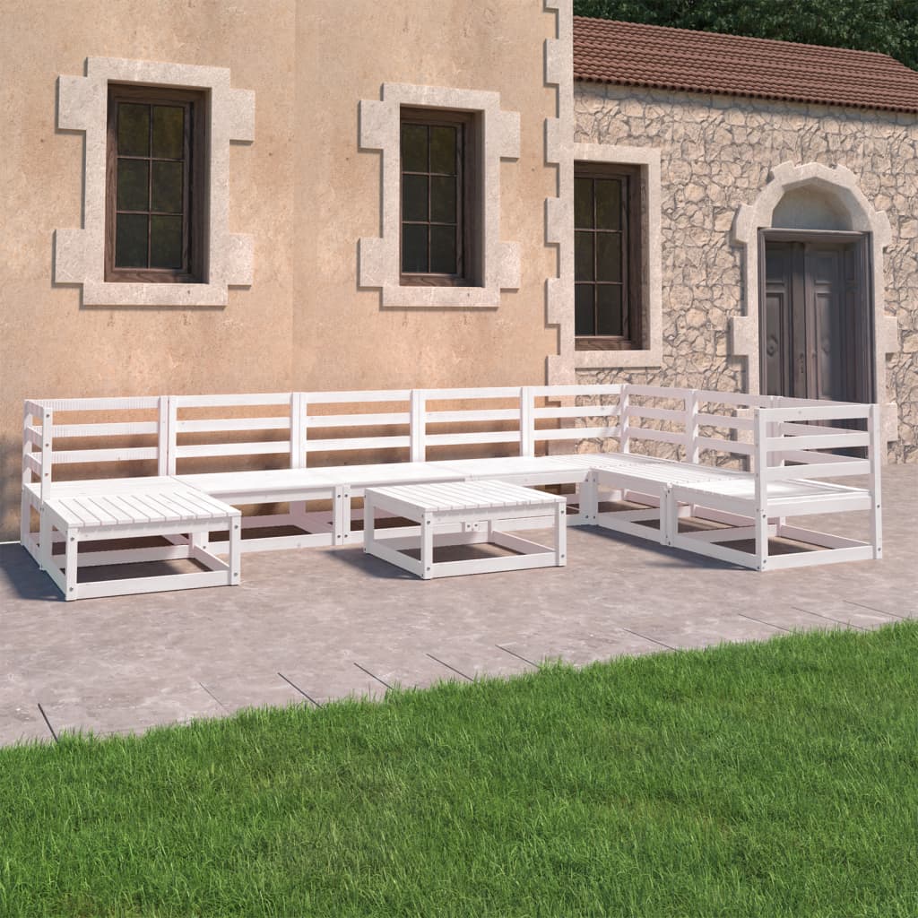 vidaXL 9-cz. zestaw mebli wypoczynkowych do ogrodu, biały, sosnowy