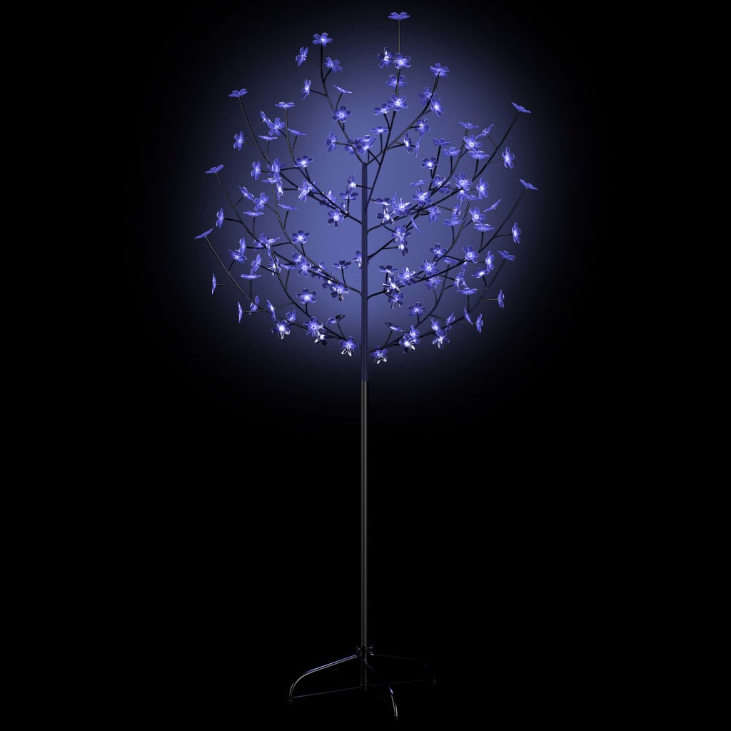 vidaXL Drzewko świecące na niebiesko, 120 LED, kwiat wiśni, 150 cm