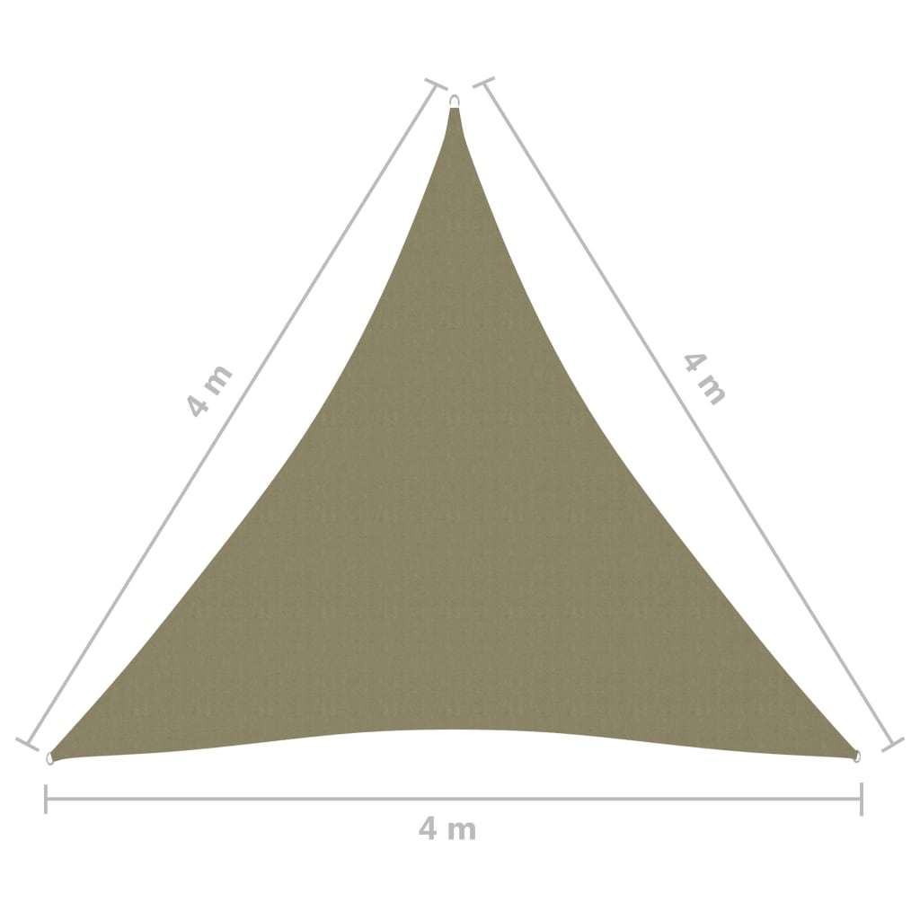 vidaXL Żagiel ogrodowy, tkanina Oxford, trójkątny, 4x4x4 m, beżowy