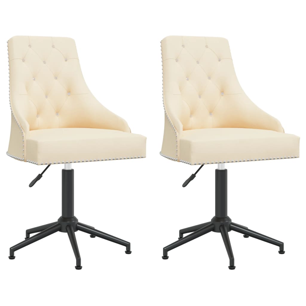 vidaXL Obrotowe krzesła stołowe, 2 szt., kremowe, aksamitne