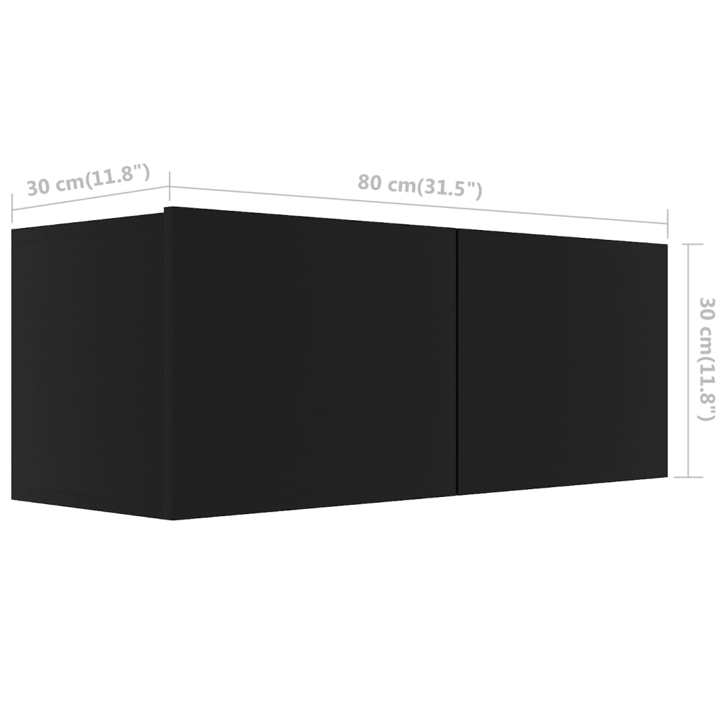 vidaXL Szafka TV, czarna, 80x30x30 cm, materiał drewnopochodny
