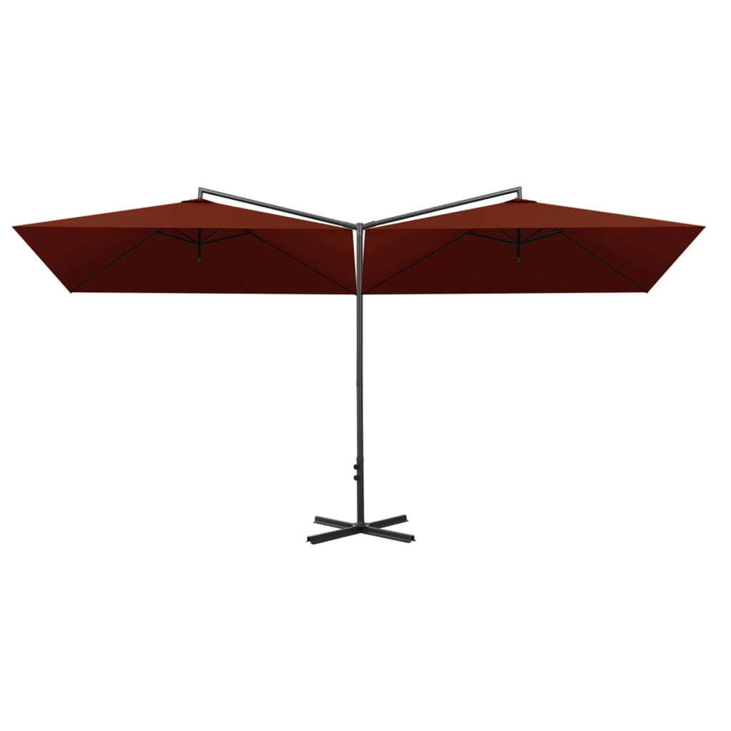 vidaXL Podwójny parasol na stalowym słupku, terakotowy, 600x300 cm