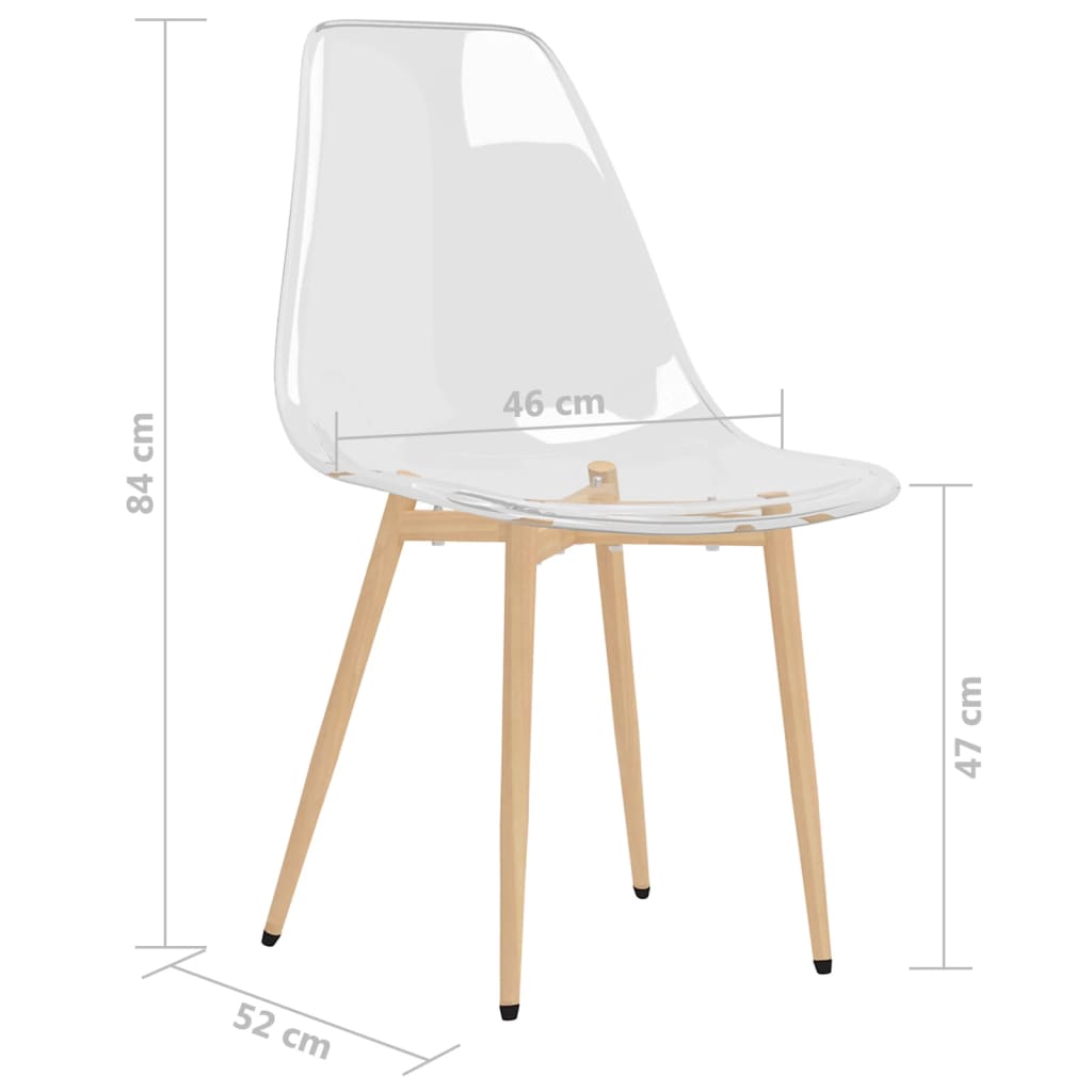vidaXL Krzesła stołowe, 2 szt., transparentne, PET